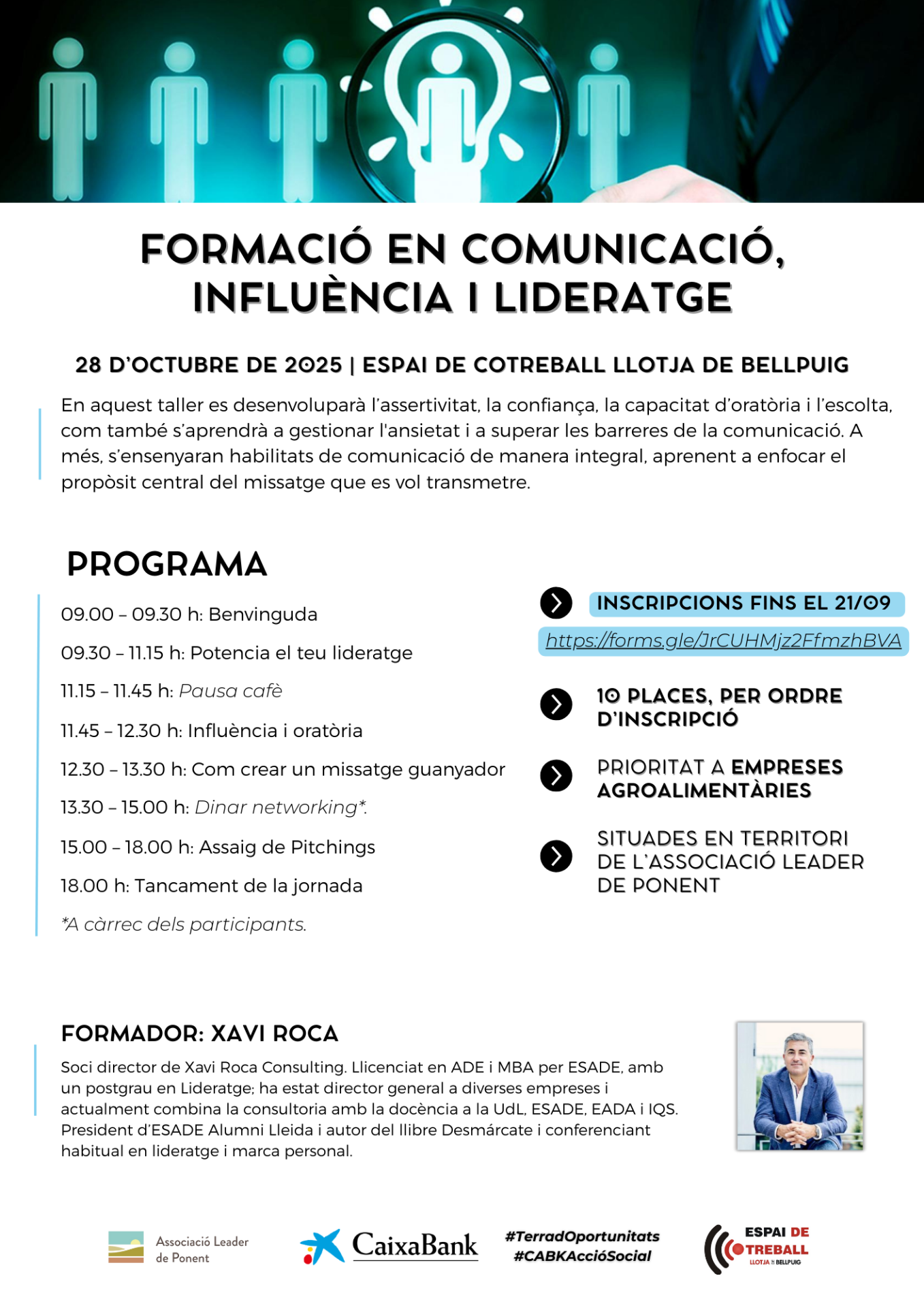 Formació en comunicació, influència i lideratge amb Xavi Roca
