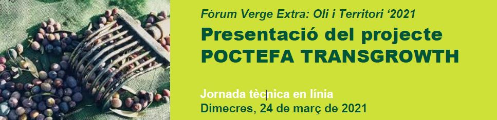 Presentació del projecte POCTEFA TRANSGROWTH. Fòrum Verge Extra: Oli i Territori ‘2021